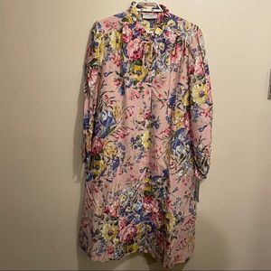 Vtg Miss Elaine  New Multicolor Floral Robe Nightgown Union Made Snap Front L